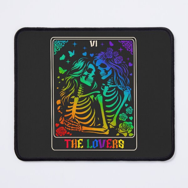 Item preview, The Lovers Tarot Card - Gothic Skeleton Lesbian Rainbow Flag Pride Month designed and sold by Pingestre.