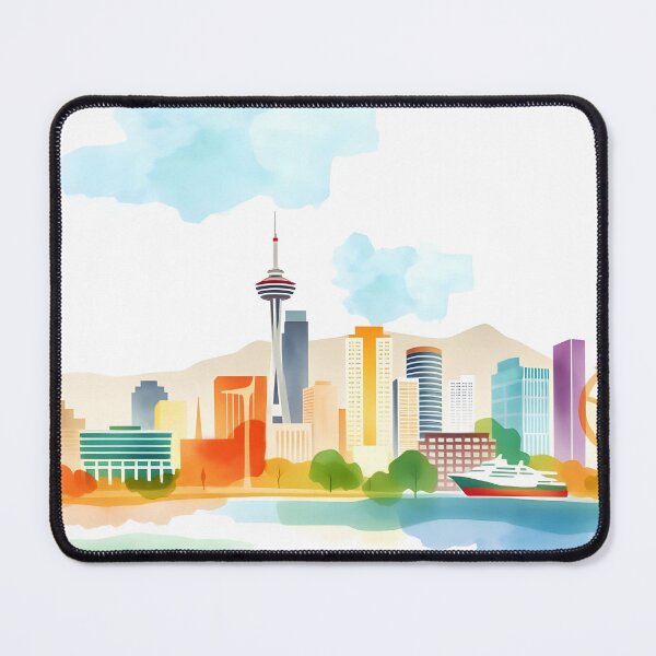 Item preview, Vancouver Cityscape – Multicolor Watercolor Skyline Art designed and sold by EmeraldeaArt.