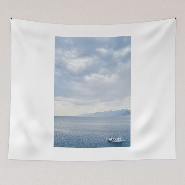 Item preview, Clouds Over Calm Waters With Boat Photographic Print designed and sold by Mother-Nature65.
