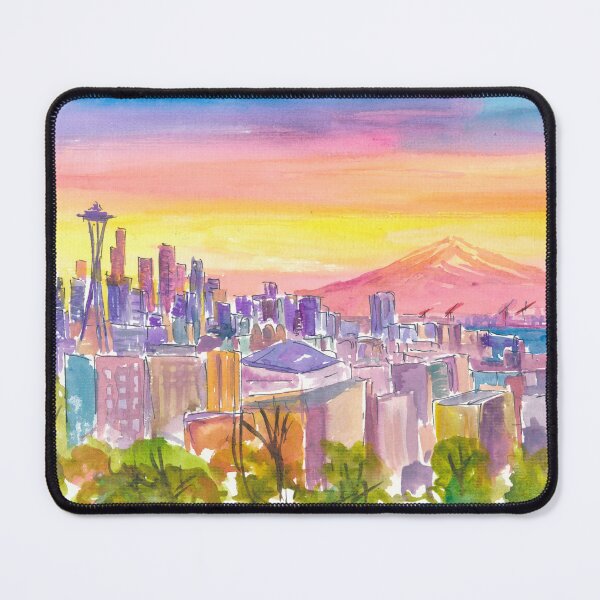 Item preview, Seattle Skyline at Dusk with Mount Rainier Glow designed and sold by artshop77.