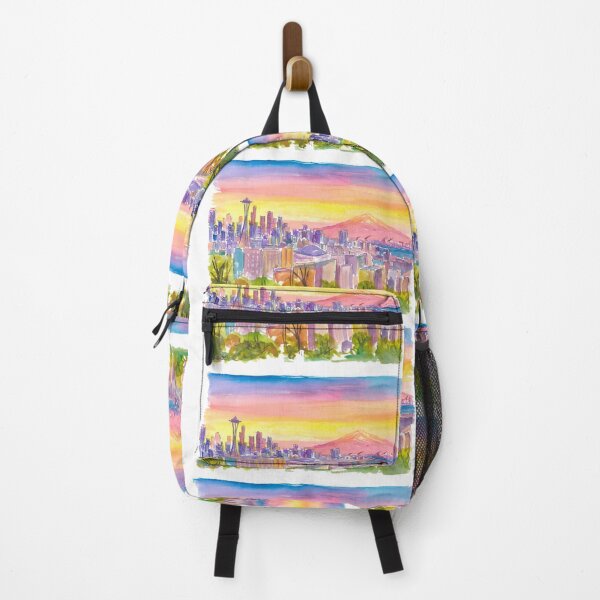 Item preview, Seattle Skyline at Dusk with Mount Rainier Glow designed and sold by artshop77.