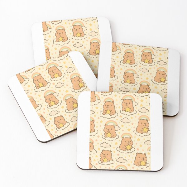 Item preview, Kawaii Capybara Seamless Pattern – Cute Pastel Animal Rainbow Design designed and sold by Steinart.