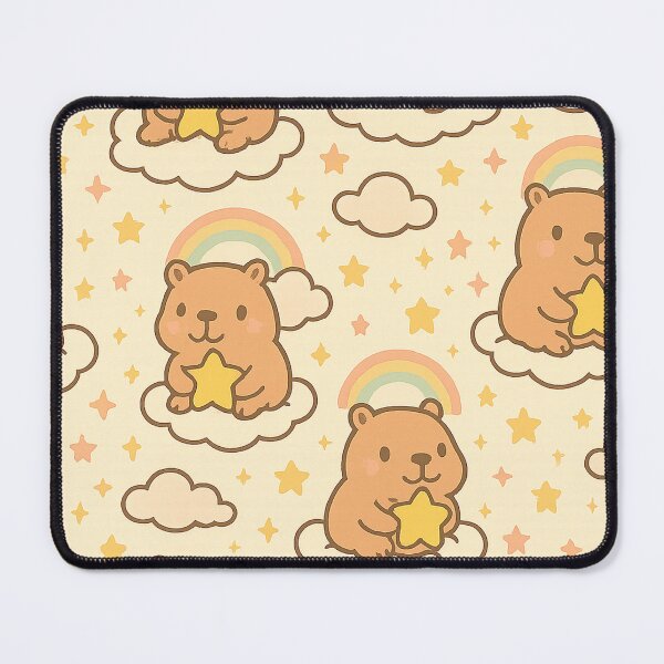 Item preview, Kawaii Capybara Seamless Pattern – Cute Pastel Animal Rainbow Design designed and sold by Steinart.