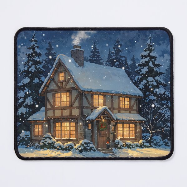 Item preview, Ghibli Style Winter House - Cozy Christmas Cottage Anime Art designed and sold by Chibifaceneko.