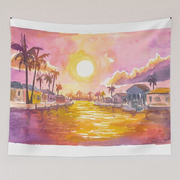 Item preview, Cape Coral Canals at Golden Hour Reflections designed and sold by artshop77.