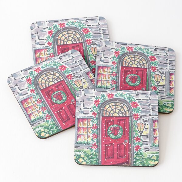 Item preview, Christmas Decorated Door - Christmas Card designed and sold by SomeChicksArt.