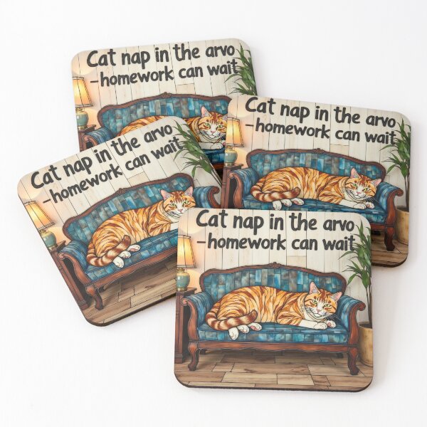 Item preview, Cat Nap in the Arvo – Aussie Stained-Glass Cat Art designed and sold by TroyTheTerrific.
