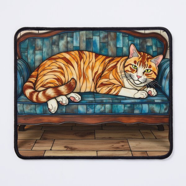 Item preview, Cat Nap in the Arvo – Aussie Stained-Glass Cat Art designed and sold by TroyTheTerrific.