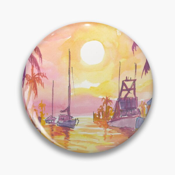 Item preview, Islamorada Marina with Palms a Golden Sunset at the Florida Keys designed and sold by artshop77.