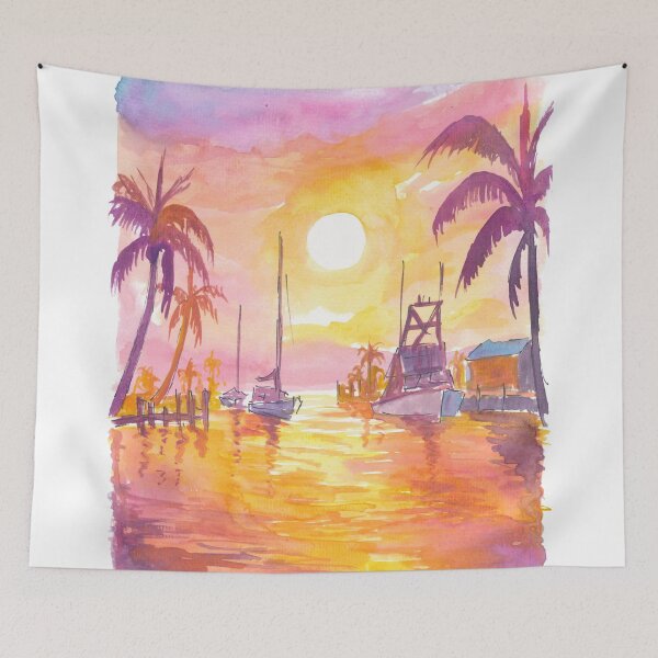Item preview, Islamorada Marina with Palms a Golden Sunset at the Florida Keys designed and sold by artshop77.