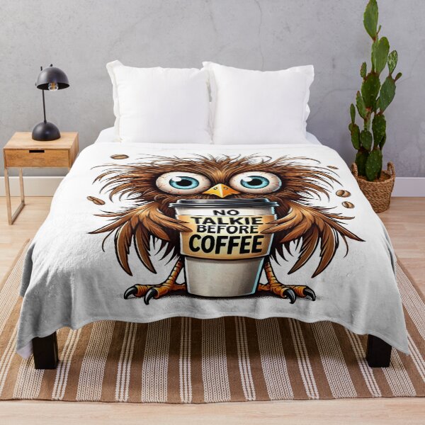 Item preview, No Talkie Before Coffee Owl – Funny Sleepy Bird Coffee Art designed and sold by Lulunza.