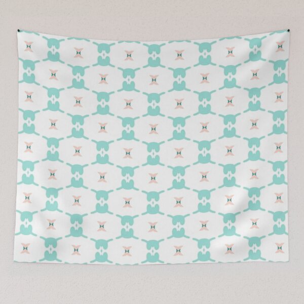 Item preview, Seamless Pastel Turquoise Geometric Honeycomb Pattern with Pink Accents designed and sold by juthamas8426.
