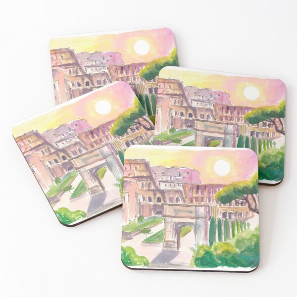 Item preview, Rome Coliseum and Arch of Titus at Sunset Glow in Italy designed and sold by artshop77.