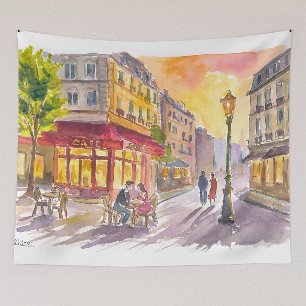 Item preview, Romantic Paris Café Scene with Charming Street View designed and sold by artshop77.