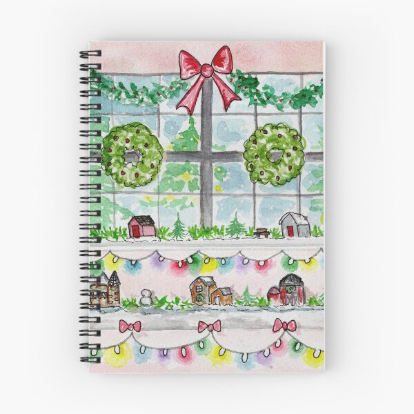 Artikelvorschau, Aquarellillustration eines Weihnachtsfensters entworfen und verkauft von SomeChicksArt.