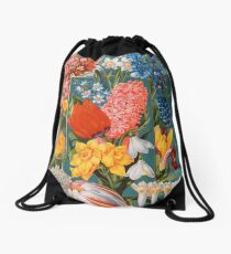 Viktorianisches Blumen-Kasten-Weinlese-Einklebebuch-Blumen mit Tulpen, Narzissen, Krokus, Freesie und mehr Turnbeutel