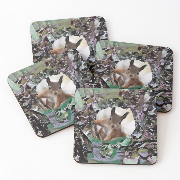 Item preview, SQUIRREL IN TREETOP IN SHADES OF BROWN, TAUPE, BEIGE, PURPLE AND GREEN designed and sold by Most1234.