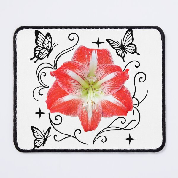 Item preview, Gorgeous Red Amaryllis and Butterflies on White Shapes Mania designed and sold by Shapes-Mania.