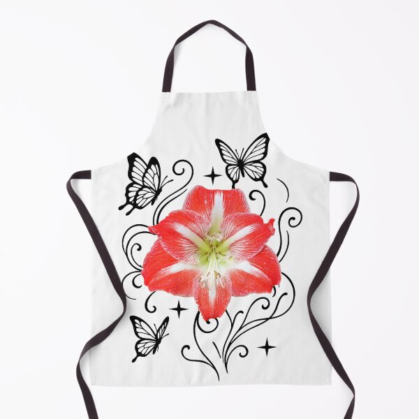 Item preview, Gorgeous Red Amaryllis and Butterflies on White Shapes Mania designed and sold by Shapes-Mania.