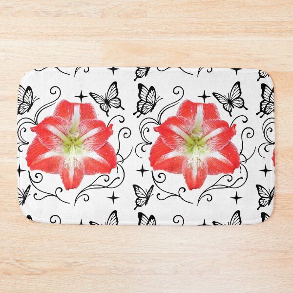 Item preview, Gorgeous Red Amaryllis and Butterflies on White Shapes Mania designed and sold by Shapes-Mania.