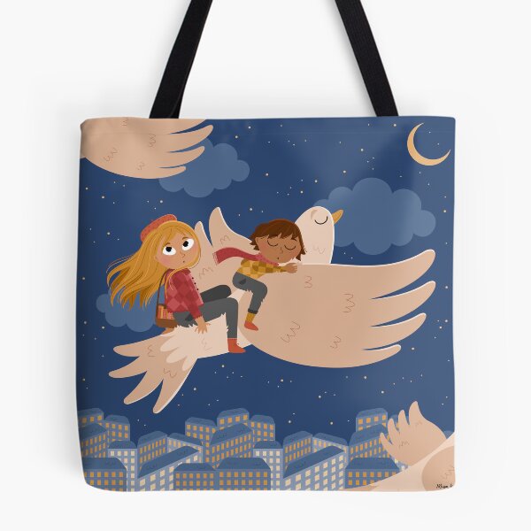 Item preview, Illustration "Kids on a bird by night" designed and sold by Allihorn.