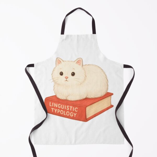 Item preview, Linguistic Typology Cat – Fluffy White Cat on a Red Book designed and sold by Nerd Romance Café.
