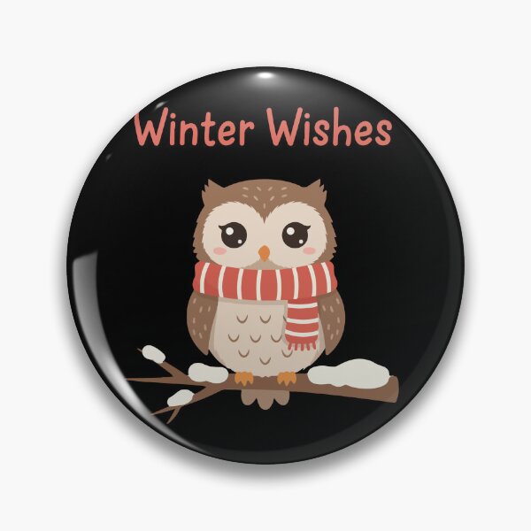 Item preview, Kawaii Owl on Snowy Branch – “Winter Wishes” Christmas  designed and sold by stylishdzign.