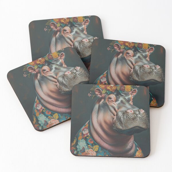 Item preview, Whimsical Floral Hippopotamus Poster designed and sold by STTrillionTEES.