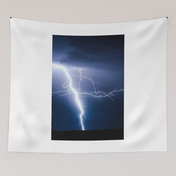 Item preview, Fork Lightning Blue Night Sky Photographic Print designed and sold by Mother-Nature65.