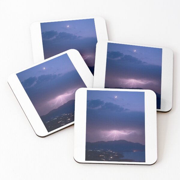 Item preview, Fork Lightning Blue Sky Moon Photographic Print designed and sold by Mother-Nature65.