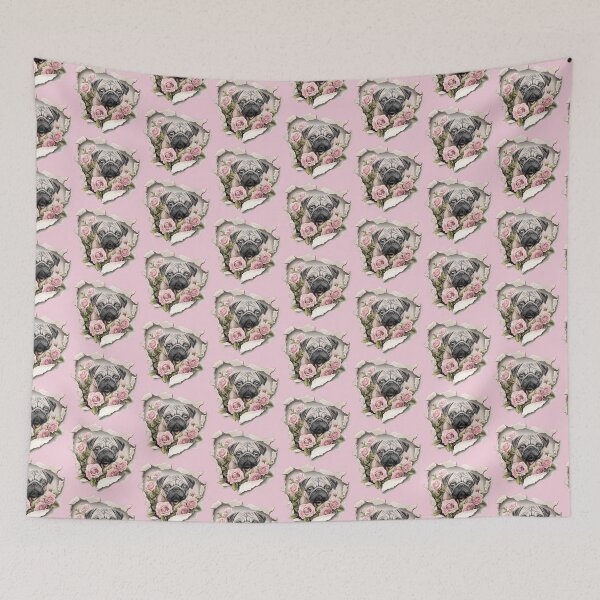 Item preview, Vintage pug flowers designed and sold by Fran Fryberg.