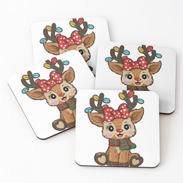 Item preview, Faux Embroidery Reindeer Christmas, Merry Christmas, Holly Jolly designed and sold by vintagearttee.