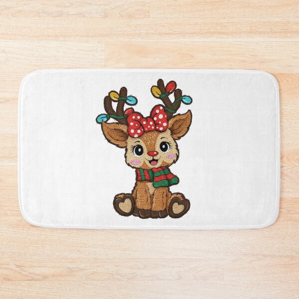Item preview, Faux Embroidery Reindeer Christmas, Merry Christmas, Holly Jolly designed and sold by vintagearttee.
