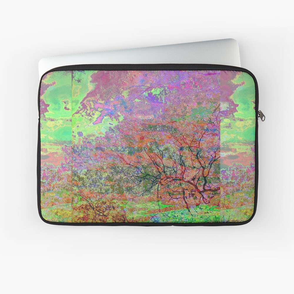 Leafy Treetop Glitch Art Laptop Sleeve