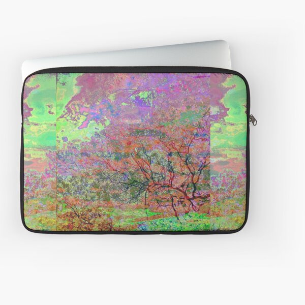 Leafy Treetop Glitch Art Laptop Sleeve