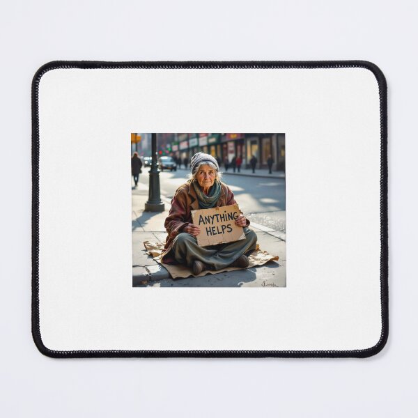Item preview, Emotive Street Photography – Homeless Woman on Street Corner designed and sold by WhimsyByPaul.redbubble.com.