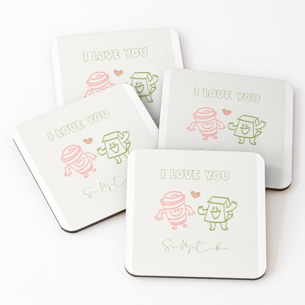 Item preview, I Love You So Matcha – Cute Coffee Cup Couple Illustration designed and sold by TeesHearts100.