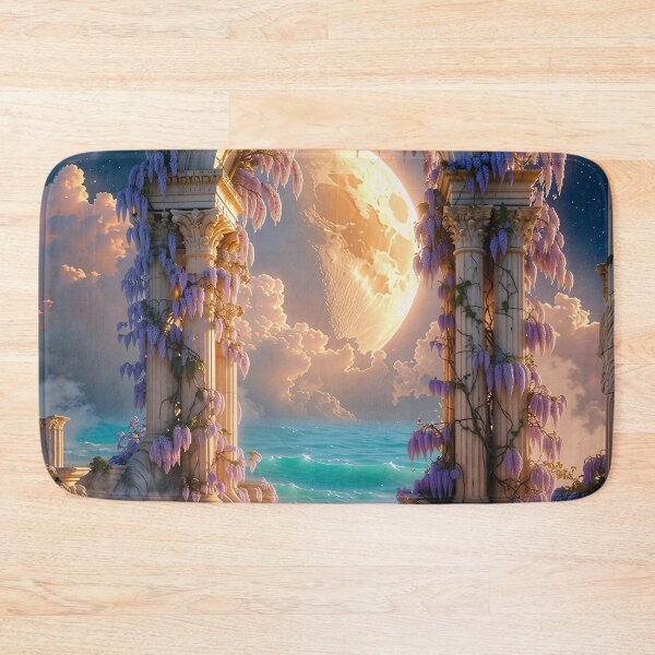Item preview, Moonlit Ancient Archway - Fantasy Wisteria Ruins Under Cosmic Sky designed and sold by AiDigitalSanctum.