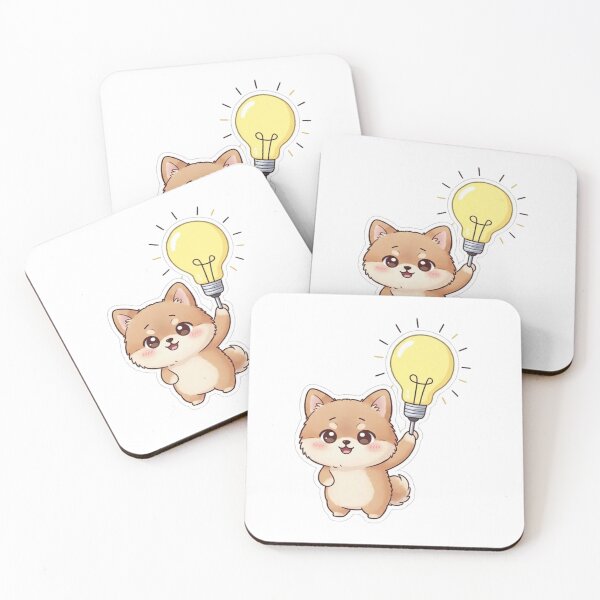 Item preview, Kawaii Pomeranian with Lightbulb - Cute Idea Puppy Sticker designed and sold by wonderinpixels.
