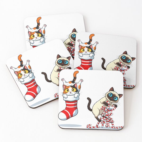 Item preview, Funny Kitten in Stocking & Candy Cane Thief designed and sold by meesub.