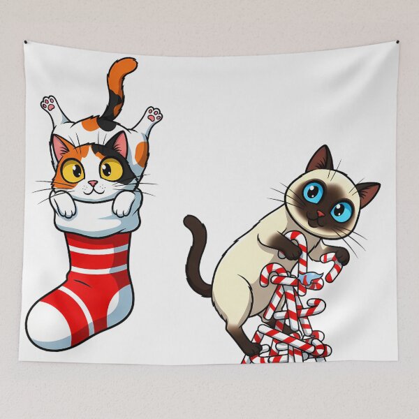 Item preview, Funny Kitten in Stocking & Candy Cane Thief designed and sold by meesub.