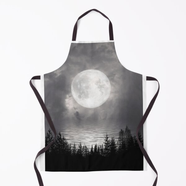 Item preview, Big Moon Grey Sky Forest Trees Black and White Photographic Print designed and sold by Mother-Nature65.