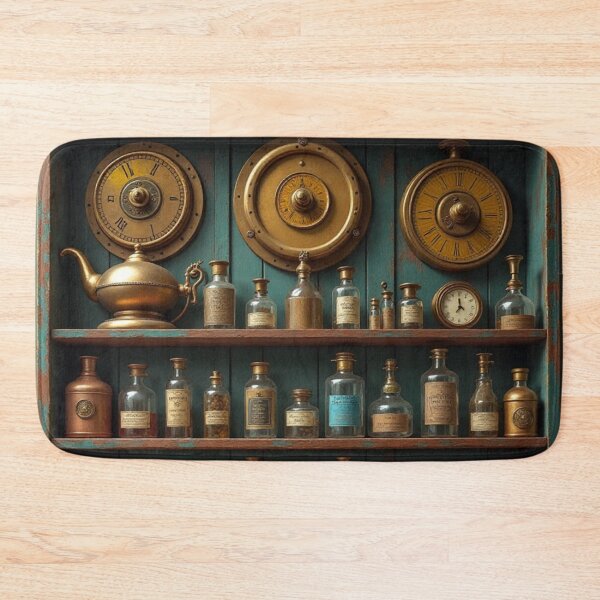 Item preview, Steampunk Pharmacy Lab | Victorian Industrial Apothecary Brass Gears Design designed and sold by Antik by Schulz.