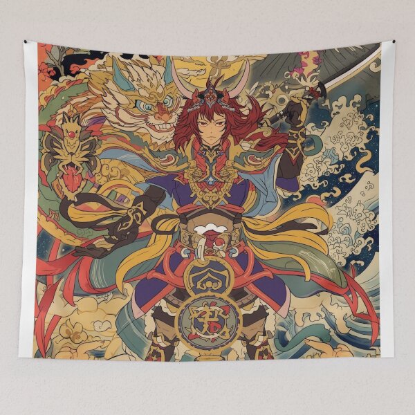 Item preview, Anime Dragon Warrior – Ukiyo-e Japanese Fantasy with Mount Fuji designed and sold by Vandy Fullam.