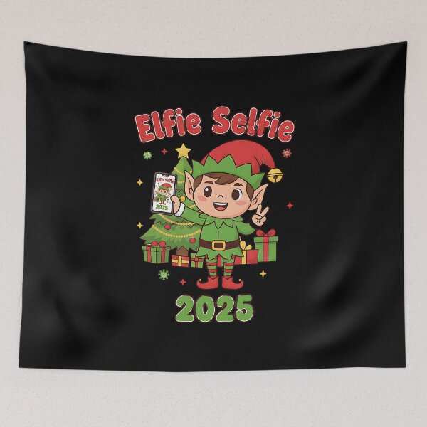 Item preview, Happy Christmas Elf Holding Smartphone Selfie designed and sold by Silent Watch Threads..