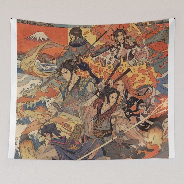 Item preview, Anime Warrior Legion & Fire God – Ukiyo-e Japanese Fantasy with Waves & Mount Fuji designed and sold by Vandy Fullam.