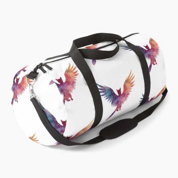 Item preview, Colorful silhouette of a winged cat soaring through a starry galaxy background at night designed and sold by SpaceartLilu.