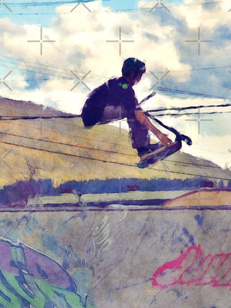 Graffitti Glide Stunt Scooter Sports Artwork by RavenPrints