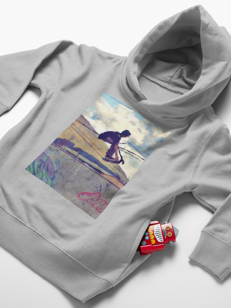 Alternate view of Graffitti Glide Stunt Scooter Sports Artwork Toddler Pullover Hoodie
