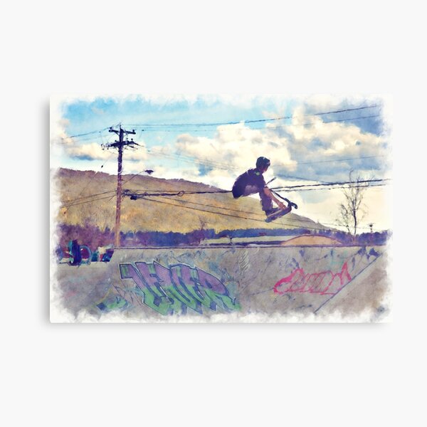 Graffitti Glide Stunt Scooter Sports Artwork Metal Print